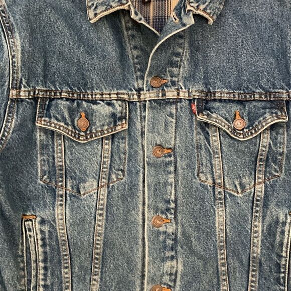 Vintage 90’s Levi’s Medium Wash Trucker Style Lined Denim Jacket Mens Size Small - Picture 7 of 17